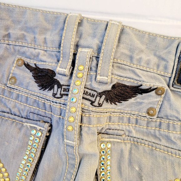 New Men's ROBIN'S JEAN sz 33 Arabesque Jeans with Swarovski Crystals - Picture 9 of 10